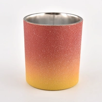 China Ombre color sand coating unique glass candle vessels manufacturer