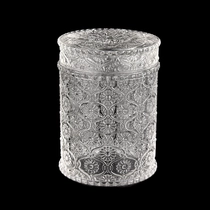 চীন luxury 8oz embossed glass candle container with glass lid - COPY - 9gdace নির্মাতা