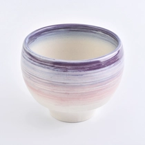China ceramic candle container with beautiful brushed color manufacturer