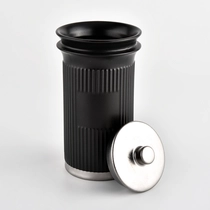 China Matte Black Ceramic Candle Container with Lids manufacturer