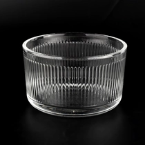 Kina 19 oz klart stribet mønster lysbeholder af glas med bred mund fabrikant