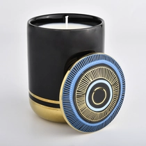 China Customized Black Ceramic Candle Vessel with Lids manufacturer