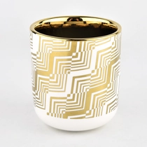 China round bottom white ceramic candle jar with gold electroplating inside manufacturer