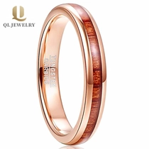 China Komfort 4mm Roségold-Beschichtung Wolfram-Hartmetallring mit Holz-Inlay-China-Lieferant. Hersteller