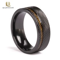 porcelana Patrones gráficos populares tallados Negro Anillo de circonio Ring Men  's Bandas de boda Proveedor de China fabricante