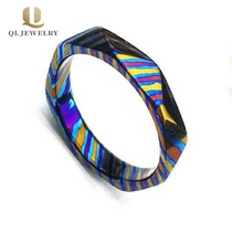 Китай Удивительные Tricolors 4mm граненый Timascus Wedding Band Zircuti кольцо Китай поставщик производителя