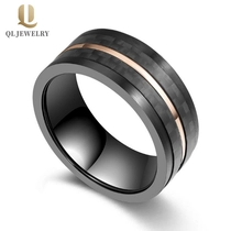 China 8mm Solid Forged Black Carbon Fiber and Stainless Steel Ring China Supplier manufacturer