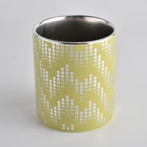 China 14oz jar ceramic candle holders with silver inside manufacturer