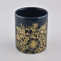 Cina Barattoli di candela in ceramica a vetri azzurri con stampa in oro produttore