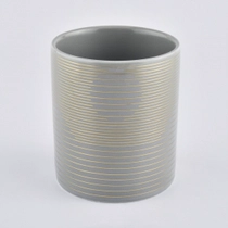 China grey glazed ceramic candle holders with gold printing manufacturer