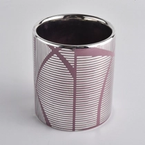 China unique patterned ceramic candle container with silver inside manufacturer