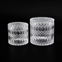 Κίνα Δημοφιλές γυάλινο δοχείο κεριού 480 ml 250 ml με ανάγλυφο σχέδιο με καπάκια κατασκευαστής