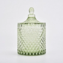 China Luxus grünes Glas Kerzenglas mit Deckel Wohnkultur Hersteller