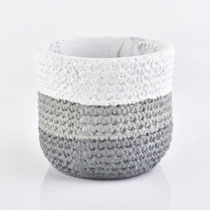 China Woven bag effect concrete 15oz candle jar home decoration flowerpot Gray manufacturer