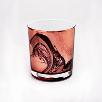 China 300ml luxury hand-painted glass candle jar for home decoration manufacturer