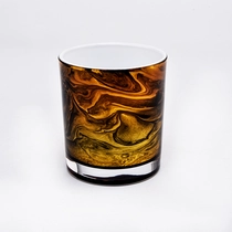China Luxury gold hand painting design glass candle jar supplier manufacturer
