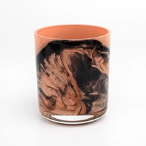 China Luxury 13oz cylinder hand painting glass candle jar supplier manufacturer