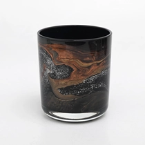 China Luxury 10oz glass jar black glass candle vessel with round bottom manufacturer