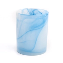 China 11oz glass candle holder blue hand painting glass vessels wholesale manufacturer
