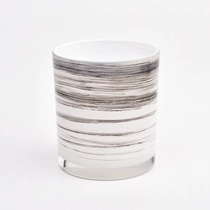 China 10oz grey stripe glass candle jars wholesale manufacturer