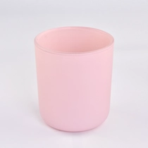 China Hot sale pink glass candle holder round bottom glass jars manufacturer