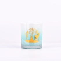 China New 300ml gradient color glass candle jars with elk design supplier manufacturer