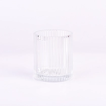 China Popular 400ml clear glass candle jars vertical stripes glass vessels supplier manufacturer