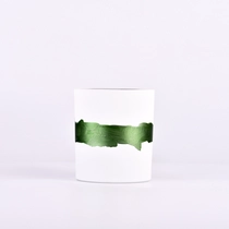China Wholesale 305ml external spray white glass candle jar manufacturer