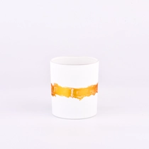 China New design matte white hand painted gold glass candle jar manufacturer