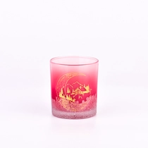 China Wholesale 8oz red gradient custom patterned glass candle jars manufacturer