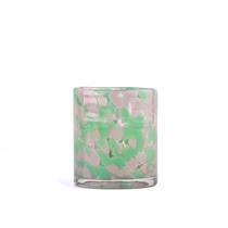 China Luxury green white speckled glass candle holder for home decoration manufacturer