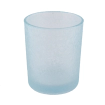 China 350ML Popular frozen outside and spray translucent silver inside cylinder wholesale glass candle holder manufacturer