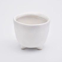 China Round shape ceramic jars matte white candle holders in bulk manufacturer