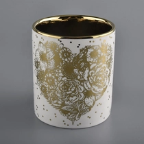 China Fancy design home wedding deco custom printed unique elegant ceramic candle jar manufacturer