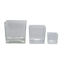 China In bulk custom square clear glass candle holder 4oz 8oz 10oz manufacturer
