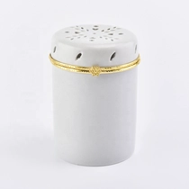 China Cylinder custom candle scented votive holder church ceramic vessels with gold lid party decoration suppliers manufacturer