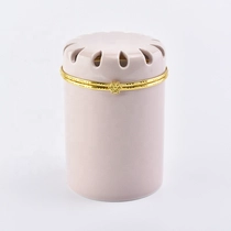 China unique design full sets pink  ceramic candle jar with lid manufacturer