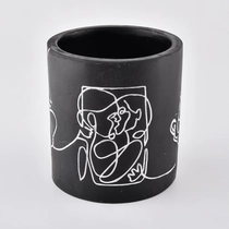 China Love design black ceramic candle jar 10oz manufacturer