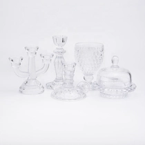 China luxury clear crystal glass candle holder doom with glass lid manufacturer