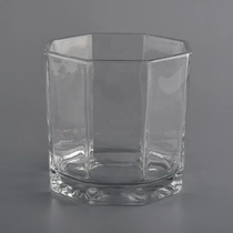 China hexagon Clear Glass Candle Jar With Gold Lids manufacturer