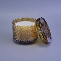 China 26+years brand cooperation gold tealight glass crystal candle containers with lid manufacturer