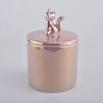 China Pink romantic ceramic candle jar with  the for lid manufacturer
