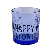 China Sunny blue halloween tealight glass candle jar wholesales manufacturer