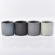 China 580ml matt black line sense ceramic  candle holder for candle making manufacturer