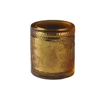 China Luxury lotus empty laser gold candle glass jar with lids wholesales manufacturer