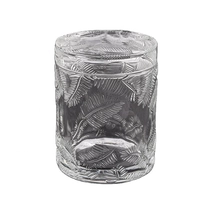 China 300ML Popular luxury leaves wholesale glass candle holder with lids for wedding manufacturer