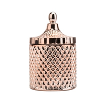 China luxury glass candle holder wedding candle jar with lid manufacturer