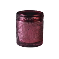 China Hot sale lotus patent design empty plating laser candle glass holder with lid manufacturer