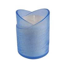 China Wholesales heart shape matte blue glass candle jar manufacturer