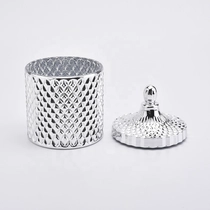China Electroplating silver home decoration candle vessel with lid manufacturer